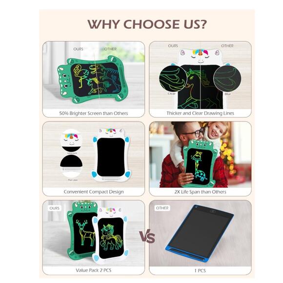 LCD Drawing Writing Tablet - Dinosaur 9.3x6.9" - Picture 7 of 8